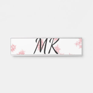 Porte-nom Pour Porte Motif simple pailleté coloré avec monogramme