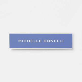 Porte-nom Pour Porte Moyenne Bleu Minimaliste Plat Lisible Moderne