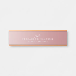 Porte-nom Pour Porte Noir chic Minimalistc d'arc d'or rose sophistiqué