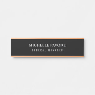 Porte-nom Pour Porte Noir élégant & Gris Simple Plain Professionnel
