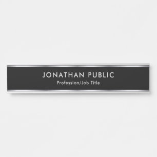 Porte-nom Pour Porte Noir et argent personnalisé élégant glamour profes