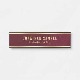 Porte-nom Pour Porte Noir Et Bourgogne Rouge Glamour Or Couleur Texte
