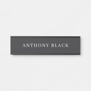 Porte-nom Pour Porte Noir mat minimaliste élégant classique simple