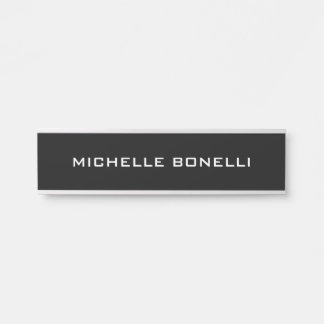 Porte-nom Pour Porte Noir minimaliste Plain moderne