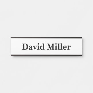 Porte-nom Pour Porte Noir personnalisé sur blanc