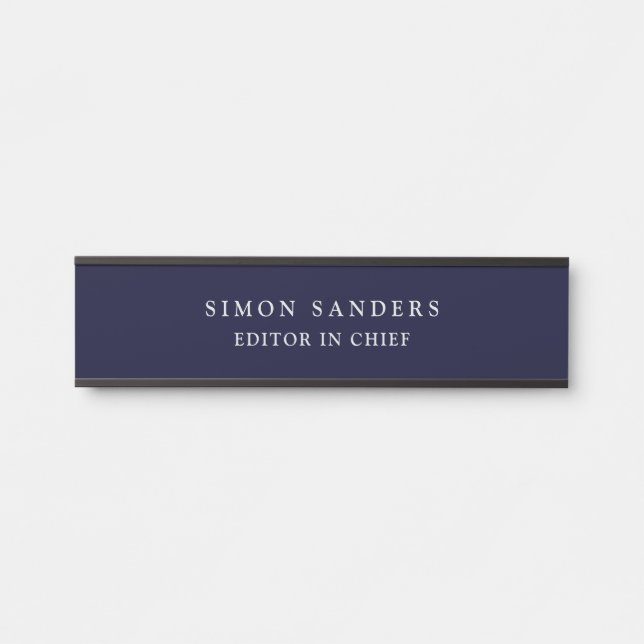 Porte-nom Pour Porte Noir Rocher Bleu profond Classique Unique Minimali (Devant)