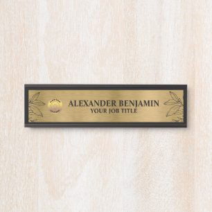 Porte-nom Pour Porte Nom de l'entreprise Logo Gold Black Elegant Person
