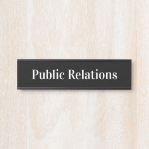 Porte-nom Pour Porte Nom du département d'affaires Texte noir et blanc