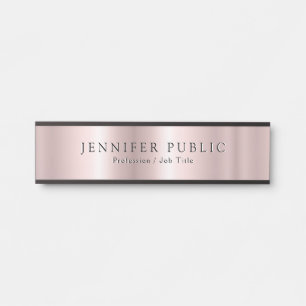 Porte-nom Pour Porte Nom Nom de Famille Moderne Template Rose Gold Glam