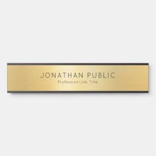 Porte-nom Pour Porte Nom personnalisé Modèle élégant Noir & Or long