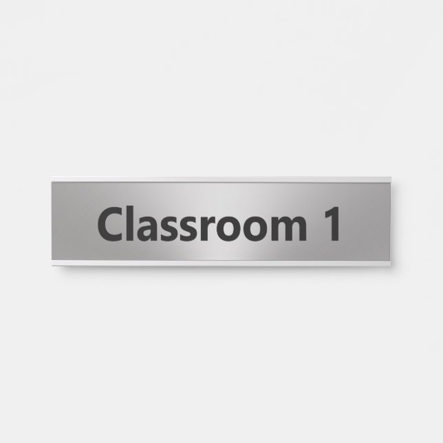 Porte-nom Pour Porte Numéro de classe Modèle argent et texte noir (Devant)