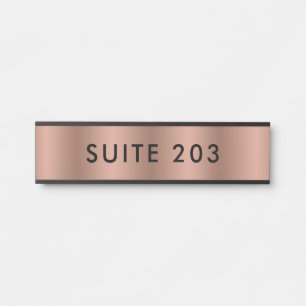 Porte-nom Pour Porte Numéro de la suite noire minimaliste Faux Copper