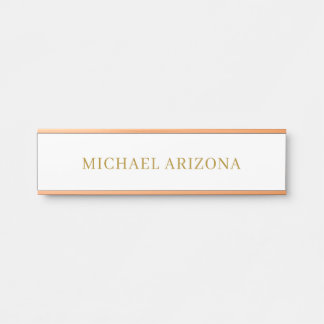 Porte-nom Pour Porte Or & Blanc Minimaliste Simple Moderne