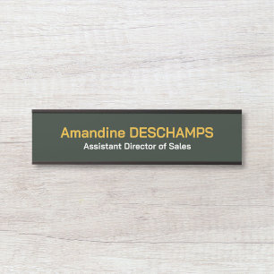 Porte-nom pour porte or et vert forêt