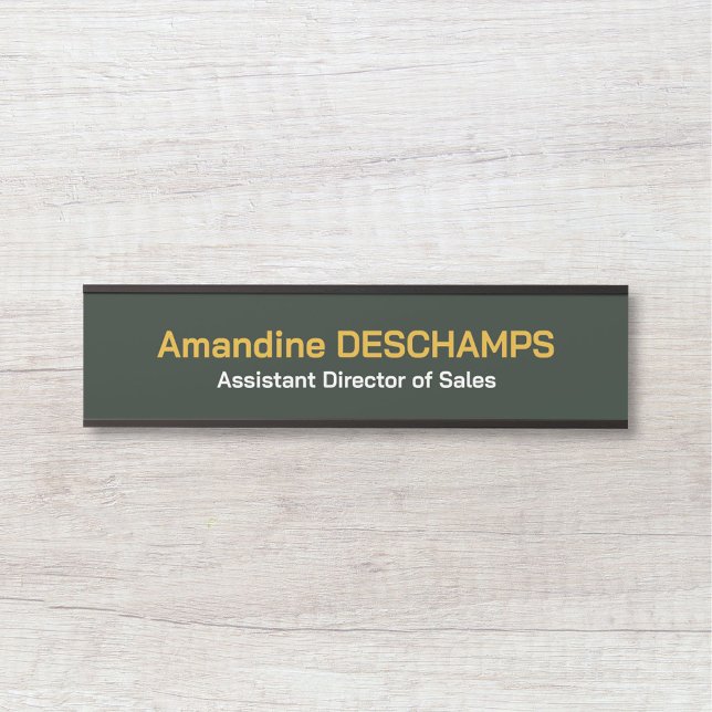 Porte-nom pour porte or et vert forêt (Gold & Forest Green Employee Office Door Sign)