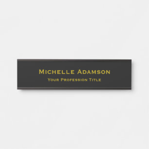 Porte-nom Pour Porte Or & Noir Couleur Professionnel Plain Moderne