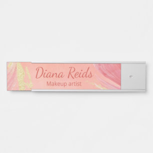 Porte-nom Pour Porte Or rose pailleté nom personnalisé