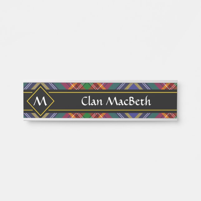 Porte-nom Pour Porte Panneau Clan MacBeth Tartan Door (Devant)