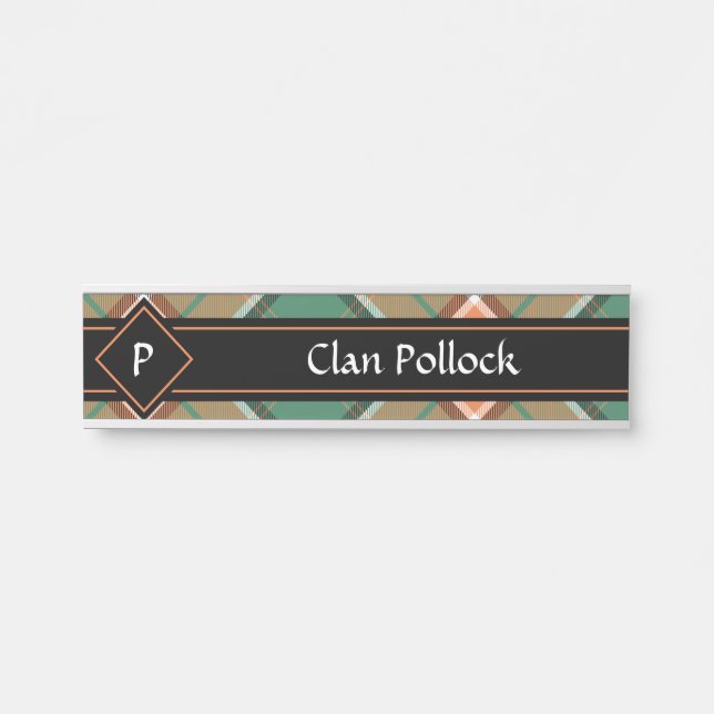 Porte-nom Pour Porte Panneau Clan Pollock Tartan Door (Devant)