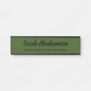 Porte-nom Pour Porte Panneau de la porte du bureau vert Signes Olive No