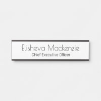 Panneau de nom de porte de bureau blanc et noir