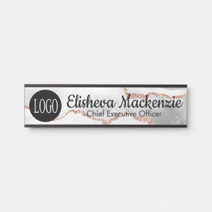 Porte-nom Pour Porte Panneau de porte de bureau en or Rose Blanche Plaq