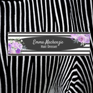 Porte-nom Pour Porte Panneau de porte de bureau Fleurs florales noir et