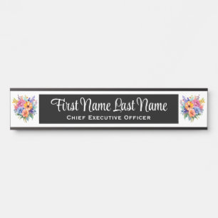 Porte-nom Pour Porte Panneau de porte de bureau floral Fleurs de printe