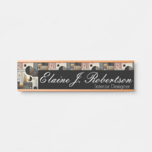Porte-nom Pour Porte Panneau de porte de bureau - Moderne du milieu du 