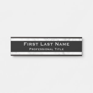 Porte-nom Pour Porte Panneau de porte de bureau moderne Marbre Gris & B