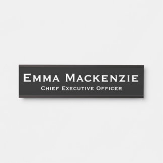 Porte-nom Pour Porte Panneau de porte de bureau noir et blanc