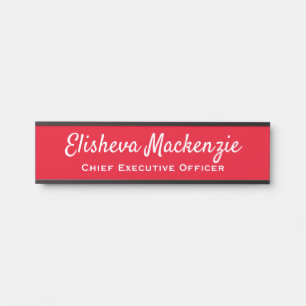 Porte-nom Pour Porte Panneau de porte de bureau - Rouge et Blanc