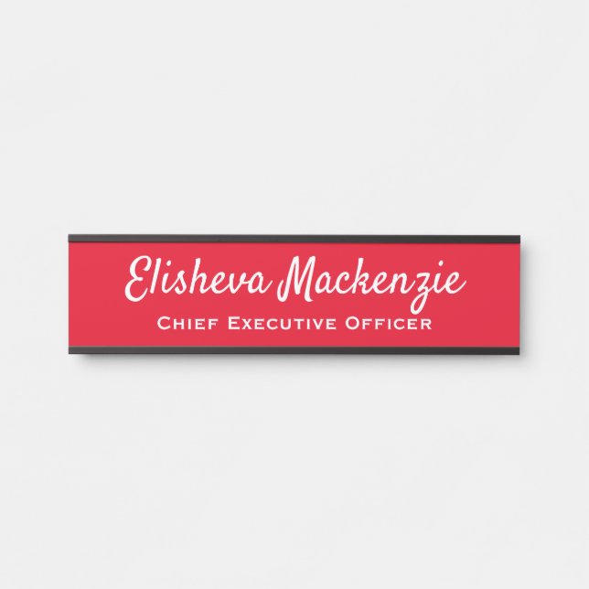Porte-nom Pour Porte Panneau de porte de bureau - Rouge et Blanc (Devant)
