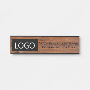Porte-nom Pour Porte Panneau de porte de bureau Rustic Wood Logo Nom Pl