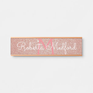 Porte-nom Pour Porte Panneau de porte personnalisé pailleté rose gold g