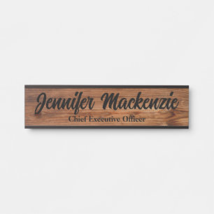 Porte-nom Pour Porte Panneau de porte rustique en bois à grain moderne