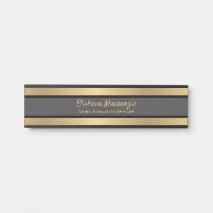 Porte-nom Pour Porte Panneau de signalisation Porte dorée et noire Glam
