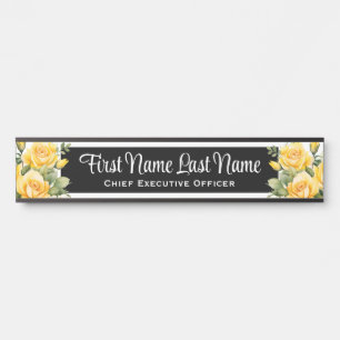 Porte-nom Pour Porte Panneaux de nom de fleurs de roses jaunes pour la