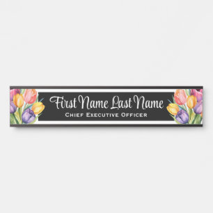 Porte-nom Pour Porte Panneaux de nom de porte de bureau floral Tulipes