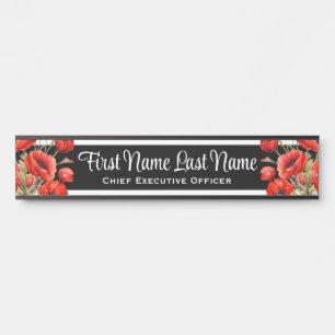 Porte-nom Pour Porte Panneaux de porte de bureau floraux Coquelicots Pl