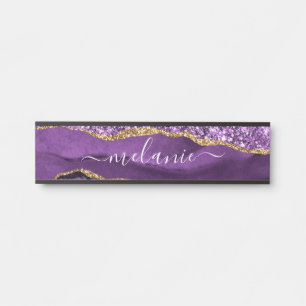 Porte-nom Pour Porte Parties scintillant d'or violet Nom personnalisé S