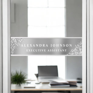 Porte-nom Pour Porte Parties scintillant moderne de luxe Silver Sparkle
