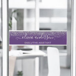 Porte-nom Pour Porte Parties scintillant moderne professionnelle violet