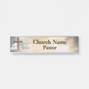 Porte-nom Pour Porte Pasteur de l'église Sunrise Birds