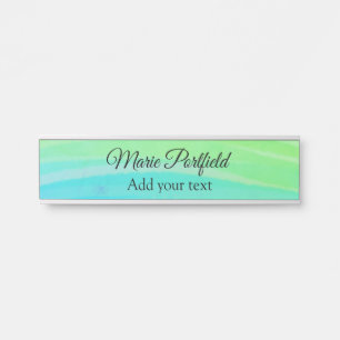 Porte-nom Pour Porte personnalisé ajouter votre nom texte aquarelle ble