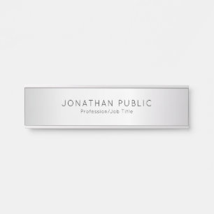 Porte-nom Pour Porte Personnalisé Modèle Faux Silver Nom Élégant Modern