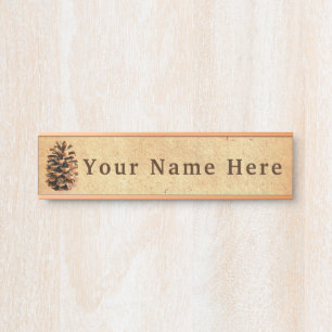 Porte-nom Pour Porte Pine Cône Sur Papier Ancien