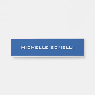 Porte-nom Pour Porte Plaine minimaliste moderne bleu profond