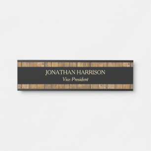Porte-nom Pour Porte Plat en bois d'or de nom professionnel de Faux