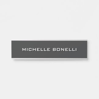Porte-nom Pour Porte Plat minimaliste moderne gris foncé